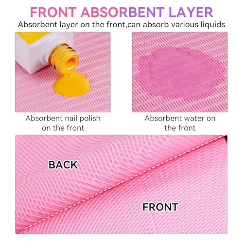 Makartt 50 Pcs Pink Disposable Nail Mats, 18"x13" Waterproof | 3-Ply Absorbent Nail Mat with PE backing, Foldable for Easy Storage, Ideal for Salon, Tattoo, and Home DIY Manicure - color: Pink, size: 18" x 13"