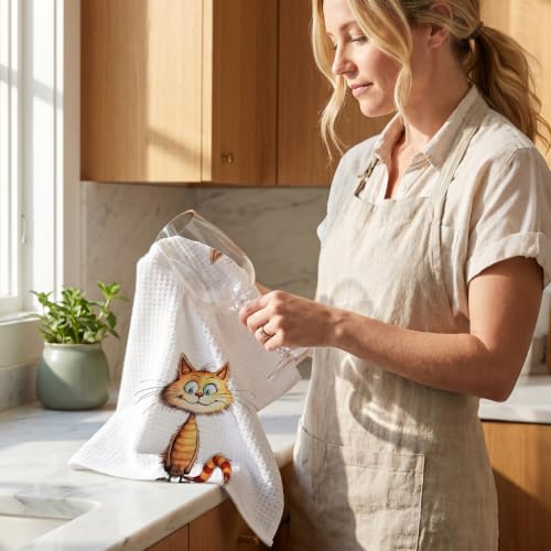 4 Pcs Funny Cat Kitchen Towels, Cute Cats Gifts Reusable Hand Towels-06 - color: Multi 1623