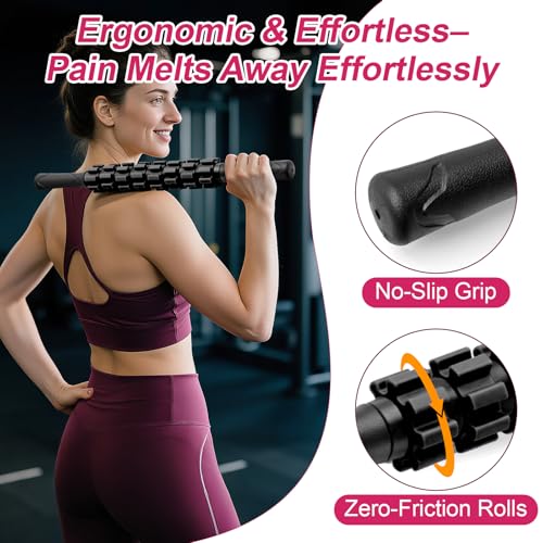 ZanLLW Muscle Roller Stick, Muscle Roller, Liposuction Massage Roller for Lymphatic Drainage, Massager Stick for Relief Muscle Soreness, Trigger Points, Help Exercise Runner Legs, Back Recovery - color: Black