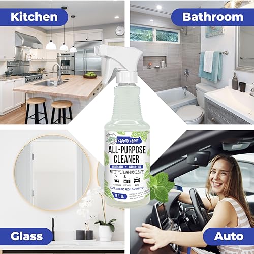 Mighty Mint All-Purpose Cleaner Spray – Plant-Based, Multi-Surface Cleaning for Kitchen, Bathroom & Home – Cuts Grease, Dirt & Grime - Peppermint Scent, 16 oz
