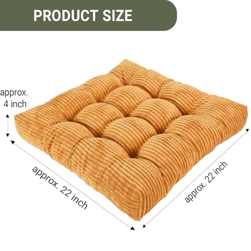 Meditation Floor Pillow Set of 2,Memory Foam Meditation Cushion for Adults Sitting, Large Square Thickened Seat Cushions for Yoga, Tatami Living Room (2, Orange) - color: Orange