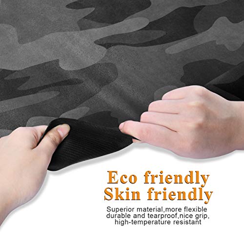 Travel Yoga Mat 71" x 24" Non Slip Natural Rubber Foldable Exercise Mat Ultra Thin 1.5mm Lightweight for Fitness, Pilates & Home Workout, Charcoal Black Grey Camo