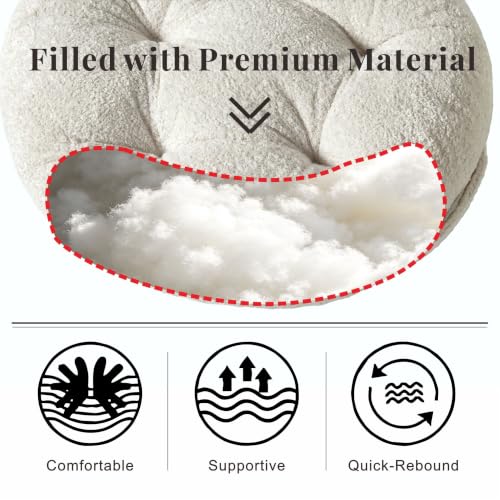 Floor Pillow, Large Meditation Sitting Cushion with Handle | for Tatami, Living Room, Yoga Use for Adults and Kids (1, Round, Cream, 22" x 22" x 6") - color: Round, Cream