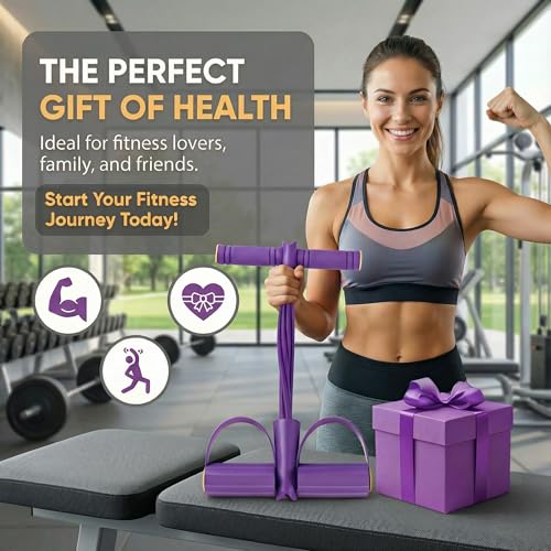 Pedal Resistance Band with Handle, 6-Tube Foot Pedal & Ankle Puller Exercise Band for Full Body Workout, Multifunction Home Gym Equipment for Arms, Legs, Abdomen, Waist Training