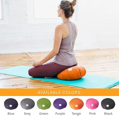 Meditation Cushion Sol Living Yoga Floor Pillow 100% Cotton Floor Cushion Removable Cover Firm Comfort Yoga Floor Cushion Seating for Adults Machine Washable Zafu Meditation Pillow Pouf Bolster Pillow - color: Tango