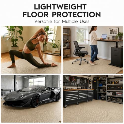 18 Pcs EVA Foam Floor Tiles, Puzzle Exercise Mat Set for Gym - color: Beige