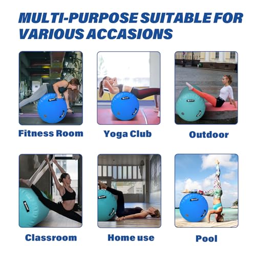 AKSPORT Air Roller Gymnastics Air Barrel for Backbends and Back Handsprings Exercise Training with Electric Air Pump for Home Use/Yoga/Cheerleading/Tumbling/Back Walkovers - color: Blue, size: 39inx23.6in(Diam)