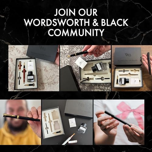 Wordsworth & Black Fountain Pen Gift Set, Medium & Extra Fine Nib, Red | For Men & Women, Brass Body, 18K German Iridium, Ink Bottle + 6 Cartridges, Converter, Writing & Calligraphy, Journaling - color: Red Chrome