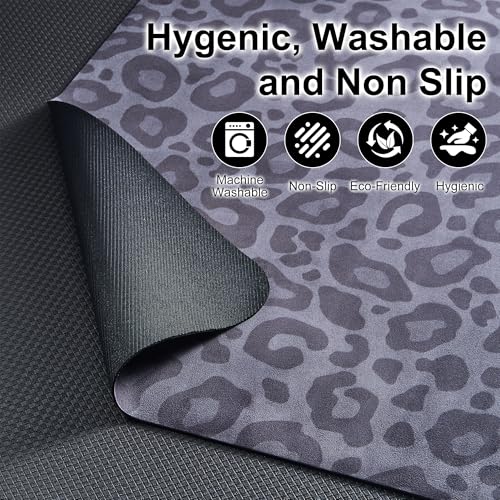 Pilates Reformer Mat-Fits Aeropilates, Allegro, Balanced Body, Merrithew Machines โ Clean and Non Slip - color: Black Leopard Print
