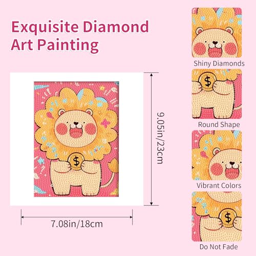 PERFECTSIGHT Cute 5D Diamond Art Kits, Kawaii DIY Painting Art for Adults Teen, 4 Pack Diamond Arts and Crafts Sets, Big Gem Full Drill Diamond Dots for Women (Multicolor Animal) - style: Multicolor Animal