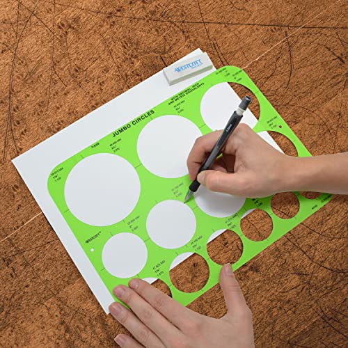 Westcott T-826 Jumbo Circles Template, Plastic Shape Template Tool, 8.75 by 11.5 in