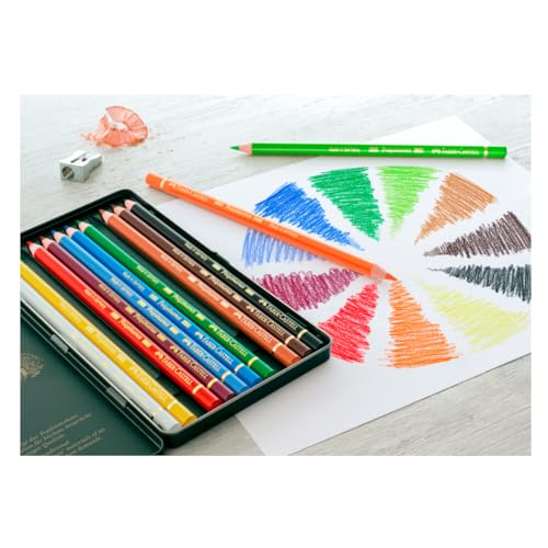 Faber-Castell Art & Graphic Polychromos Colour Pencil, Multicoloured, Tin Of 12, For Art, Craft, Drawing, Sketching, Home, School, University, Colouring - size: 12 Count (Pack of 1)