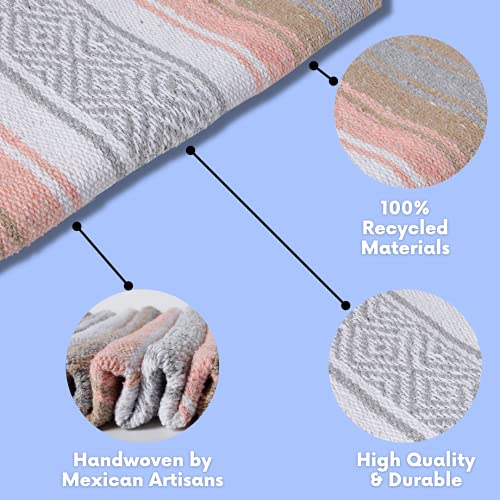 El Paso Designs Mexican Yoga Blanket – Colorful Falsa Serape Throw for Yoga, Beach, Picnic, Saddle, or Home Décor – Soft Woven Boho Blanket (Champagne) - color: Champagne