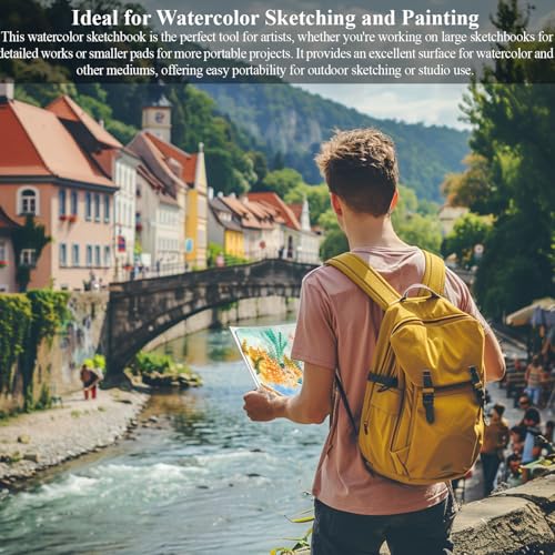 Fuxi Small Watercolor Sketchbook, 2-Pack - 5.5" x 8.5" | 140lb/300gsm Cold Press Watercolor Paper, 30 Sheets Per Pad. - color: Mist Blue