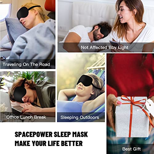 Silk Sleep Mask, Blackout Eye Mask for Sleeping with Adjustable Strap - color: Black