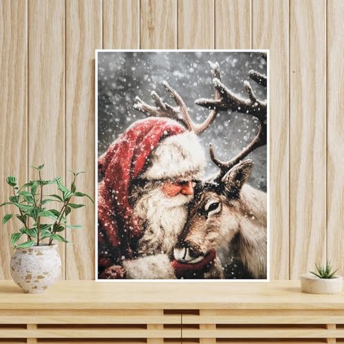 Christmas Diamond Art Kits for Adults Santa Claus Deer Diamond Painting Kit | Christmas Diamond Art Painting Kits for Adults Beginners 5D Full Round Drill Gem Art Kit for Home Decor Gift 11.8x15.7 Inch - color: Christmas, size: 11.8x15.7in(30x40cm)
