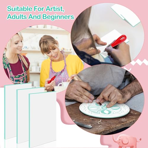 Frienda 40 Pcs 4"x6" Rubber Carving Blocks Linoleum Block Stamp Making Kit Soft Rubber for Craft Project Beginners Stamp Maker Printmaking Supplies (White and Green) - color: White and Green