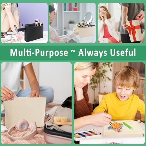 Canvas Zipper Pouch Bulk, Blank DIY Craft Case Blank Makeup Bag, Canvas Pencil Pouch Cosmetic Bag Multi-Purpose Travel Toiletry Zipper Bags (Beige, S, 9x4.7x1.5'') - color: Beige Beige, size: S, 9x4.7x1.5''