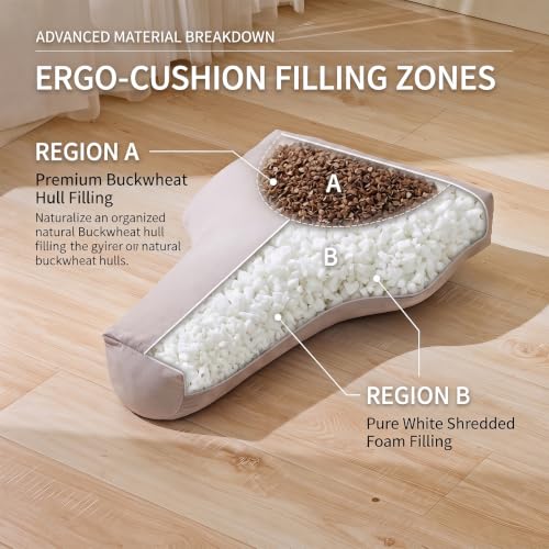 T-Shape Meditation Cushion, Ergonomic Zafu Yoga Floor Pillow with Buckwheat Hull Fill, Removable Washable Cover,for Mindfulness, Yoga, and Deep Relaxation (Grey) - color: Grey