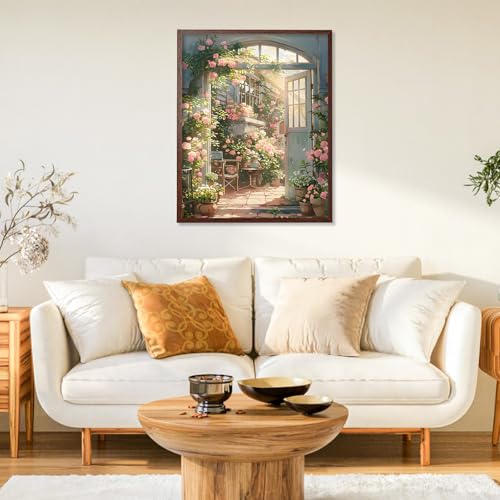 Paint by Numbers Kit for Adults, Rose Garden DIY Painting Kit, 16x20 Inch | Rose Garden Paint by Numbers for Adults Beginners, Without Frame, Relaxing Hobby, Floral Wall Art, Home Decor, Creative Gift - color: CYOP1P11