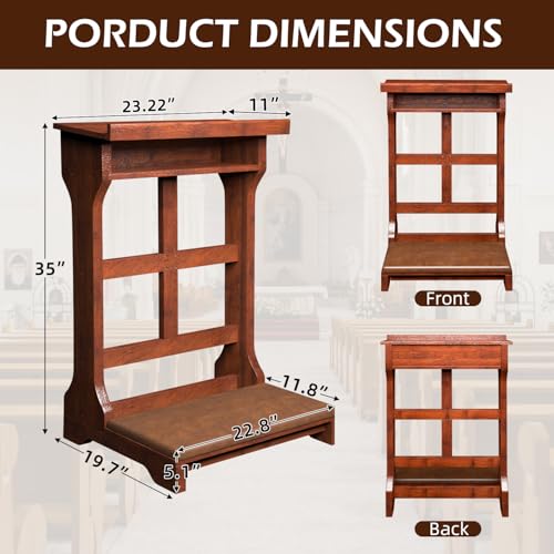 AECOJOY Prayer Kneeler Bench, Prayer Stool with Cushion & Storage Drawer