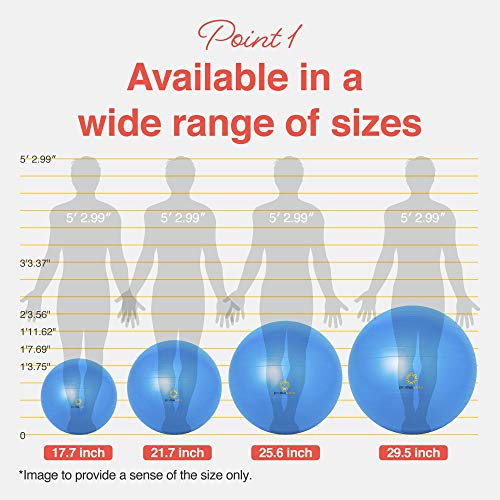 Primasole Exercise Ball for Balance Stability Fitness Workout Yoga Pilates at Home Office & Gym Birthing Ball for Pregnancy, Office Ball Chair - color: Blue, size: 65 cm