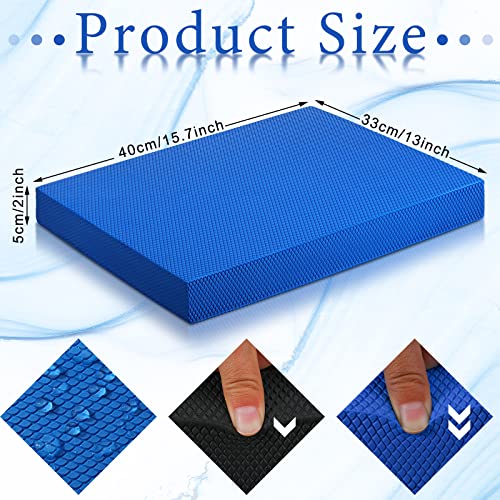 Deekin 2 Pcs Foam Balance Pad Non Slip Stability Trainer Rectangle Board Exercise Pad Cushion for Women Men Dancing Balance Training Workouts Yoga Physical Therapy, Black and Dark Blue