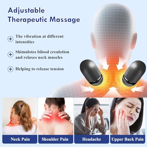 3-in-1 Neck Massager Pillow with Heat - Deep Tissue Vibration Massage & Cervical Traction for Neck Pain Relief, Portable Rechargeable Neck Hump Corrector (Rechargeable)