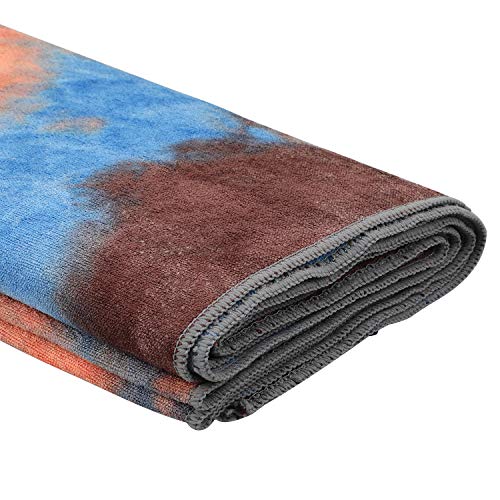 Yoga Towels , Non Slip Hot Yoga Towel Skidless Waffle Texture, 100% Absorbent Odorless Microfiber Yoga Blanket, Standard Sized 24 x72 in Mat Towel,for Hot Yoga, Bikram, Pilates ( Blue & Grey)…1
