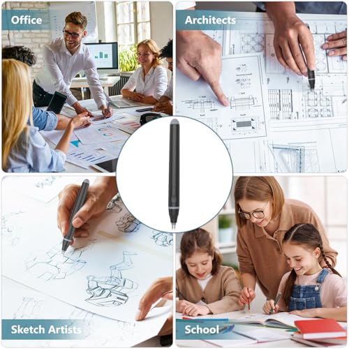 Electric Eraser, Battery Operated Pencil Eraser with 220 Refills | 2 Eraser Sizes, Comfort Grip Electric Eraser for Drawing, Art Erasers for Artists, Students, Sketch & Engineers, Black