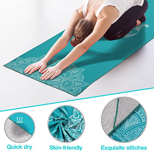 MoKo Yoga Towel for Hot Yoga Mat, Non-Slip Quick-Dry, 74.4 x 27.4 in - color: Lake Blue