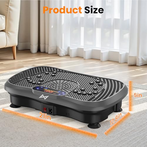 AXV Vibration Plate Fitness Platform Exercise Machine Body Vibrating Board | Curved Design Powerful 200W Bluetooth Oscillating Shake Plate for Lymphatic Drainage Recovery Whole Body Toning With Handles - color: BT.PRO.GRAY