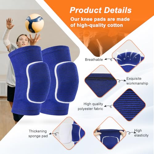 HISFFOG Volleyball Knee Pads,Knee Pads for Women,Men,Kids,Girls,Knee Brace for Basketball Volleyball Football Dance Yoga Tennis Running Cycling Workout Climbing (Blue, Medium) - color: Blue, size: Medium