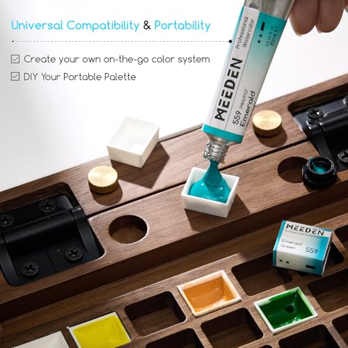 MEEDEN Professional Artist Watercolor Paint: Green Deep - 15ml/0.5oz | Water Color Tube, Semi-Moist Pigment Half Pan and Empty Matching Half Pan for Artists Pros - color: Green Deep
