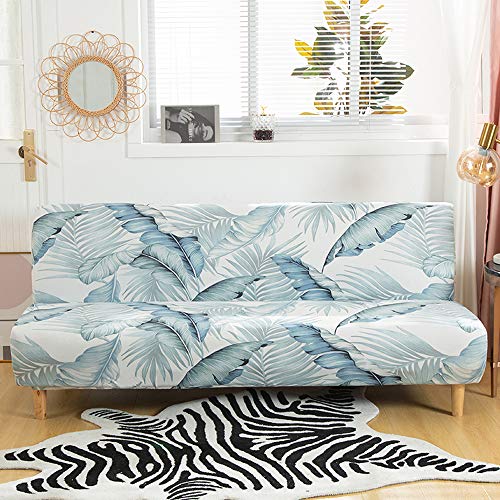 MIFXIN Armless Sofa Cover Futon Slipcover Stretch Elastic Folding Sofa Bed Non-Armrest Couch Furniture Protector Spandex Printed Washable Sofa Cover Without Armrests (Light Green) - color: Light Green