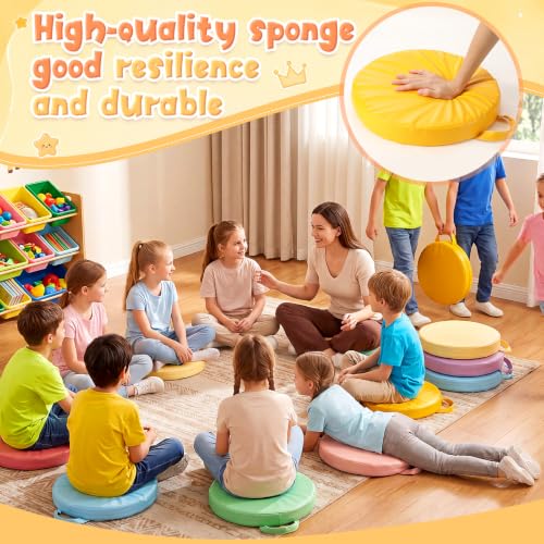 Gerrii 12Pcs Floor Cushions for Classroom,15 in Extra Thick Flexible,Pastel - color: Pastel