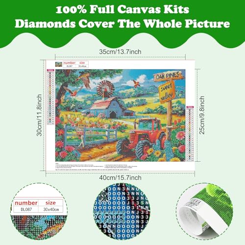 SENQAO Farmhouse Diamond Art Kits for Adults, Country Farm Scene with Windmill Diamond Painting Kits for Beginners, 5D Round Full Drill Winter Gem Art Kit, Home Wall Decor Gifts 12x16 inch - color: Farmhouse