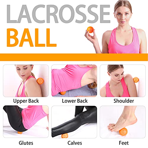 Massage Ball Set, Spiky Ball & Lacrosse Ball for Body Massage, Muscle Relief, Deep Tissue, Myofascial Release, Massager for Neck, Shoulder, Back, Foot or Muscle Tension - Orange | Muscle Relief, Deep Tissue, Myofascial Release, Massager for Neck, Shoulder