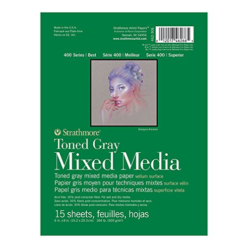 Strathmore Toned Mixed Media Paper Toned Grey 6"X8"-15 Sheets -62462306 - color: Toned Gray, size: 6 x 8 inches