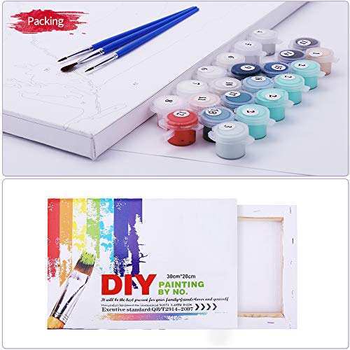 Ginkko Paint by Numbers Kit for Adults Beginner & Kids Ages 8-12 with Wooden Frame Easy Acrylic on Canvas 8x12 inch with Paints and Brushes, Cat Flower (Include Framed) - color: catflower framed, size: 8x12 Inch