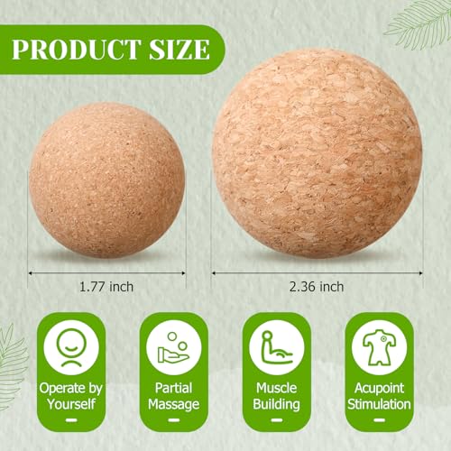 4 Pack Cork Massage Ball, L, Massage Stick Set