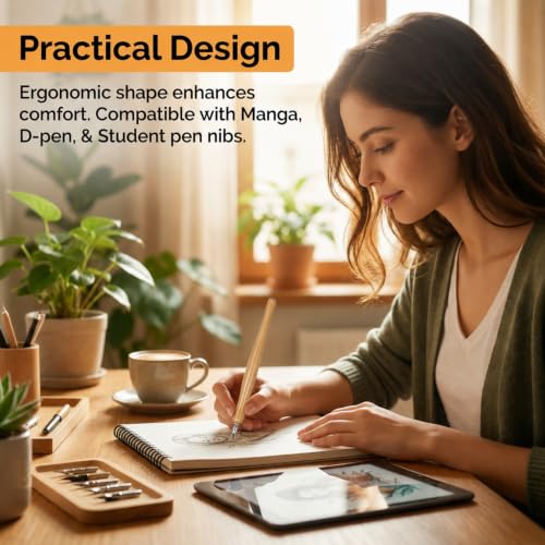 Styquenzer Dip Pen Nibs with Wooden Drawing Pens Holder 10 Pcs | Calligraphy Dip Pen Nibs Holders with Stainless Steel Nib Dip-Pens for Writing, Painting, Signing