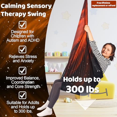 HiCamer Sensory Swing for Kids Indoor and Outdoor Therapy Cuddle - color: Space Brown