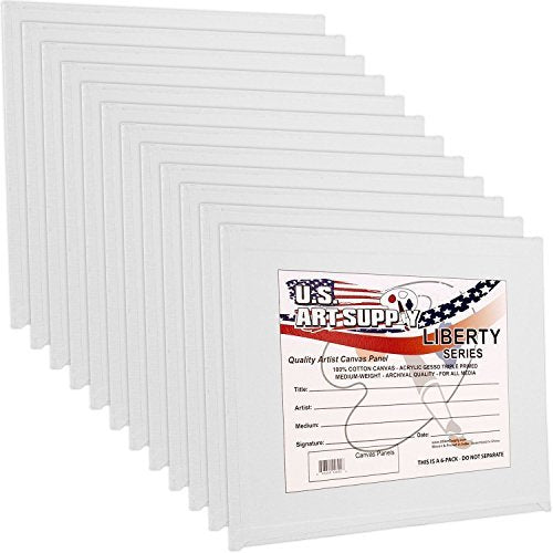 U.S. Art Supply 6 X 6 Inch Art Canvas Board Panels 96 Pack - 8 Ounce Heavyweight Cotton Acid Free Canvases for Painting Acrylics and Watercolor (1 Case of 96 Single Canvas Painting Panels) - size: 6" x 6"