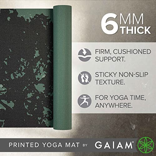 Gaiam Premium Yoga Mat, 6mm Thick Print Mat | Premium 6mm thick cushioning for joint support. Non-slip print design for yoga, Pilates & floor workouts. - color: Luminary