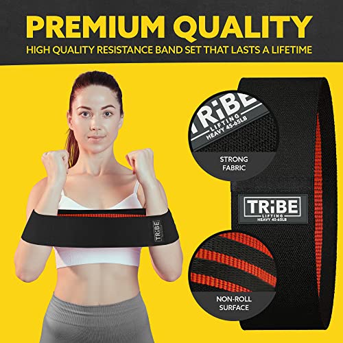 Fabric Resistance Bands for Working Out, 3-Pack for Legs and Glutes - color: Black
