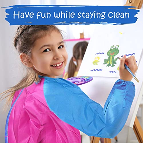 Kids Painting Set, 10 Count Washable Finger Paints for Toddlers Gift Bundle | Includes 10 Tempera Paints (2 oz EA), 10 Paint Cups, 10 Brushes, Art Smock Non-Toxic & Mess-Free Art Kit Spill Proof Paint
