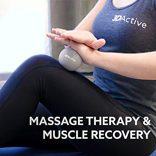 3DActive Massage Ball Set for Deep Tissue Massage, Trigger Point Therapy, Mobility & Muscle Recovery, Set of 3 Massage Balls with Carry Bag - Black, Grey, Blue