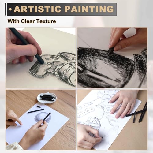 MECCANIXITY Willow Charcoal Sticks, 7-9 x 120mm Willow Charcoal Pencils Soft Sketch Vine Art Supplies Set for Drawing Sketching Shading Painting Artists (Black, Pack of 6) - size: 7-9 x 120mm