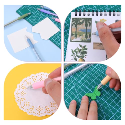 28 Pcs Pen Craft Knife Set Precision Cutting Tool Pen Craft Knife with 16 Steel and 5 Ceramic Cutter Head Retractable Cutting Tools for DIY Scrapbooking Cartoon Cutter Pattern